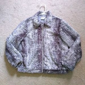 Alfred Dunner Silver Fuzzy Jacket Size 8 Petite
